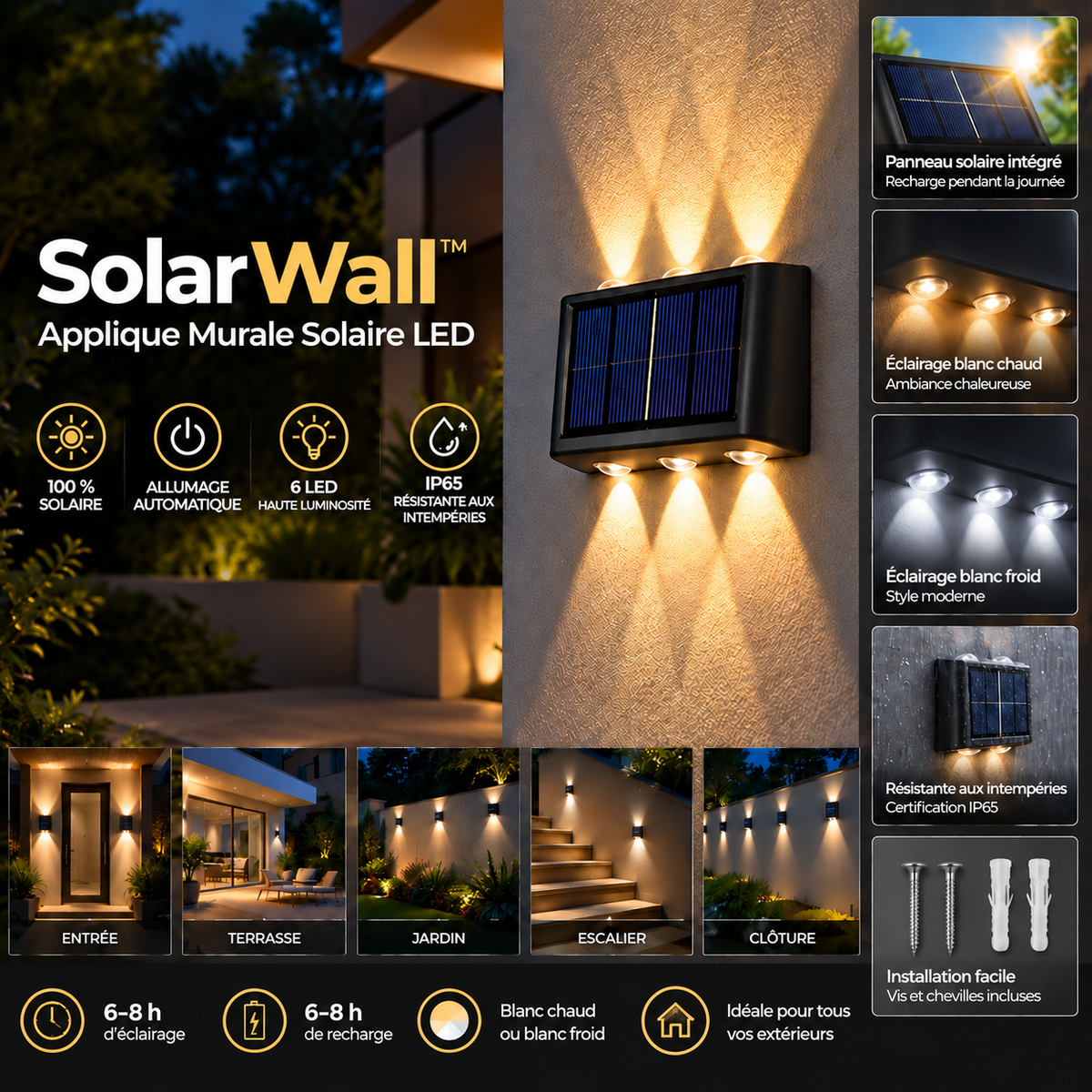 GlowUp SolarWall™ – Applique Murale Solaire LED