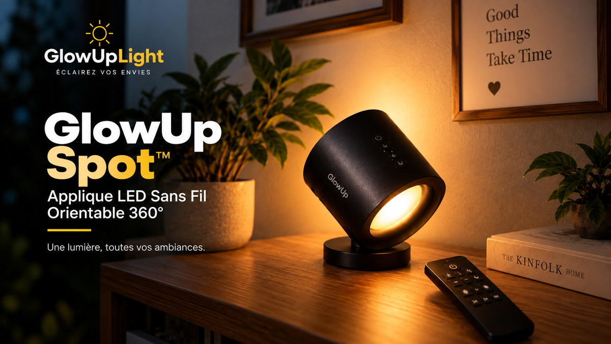 GlowUp Spot™ – Applique LED Sans Fil Orientable 360°