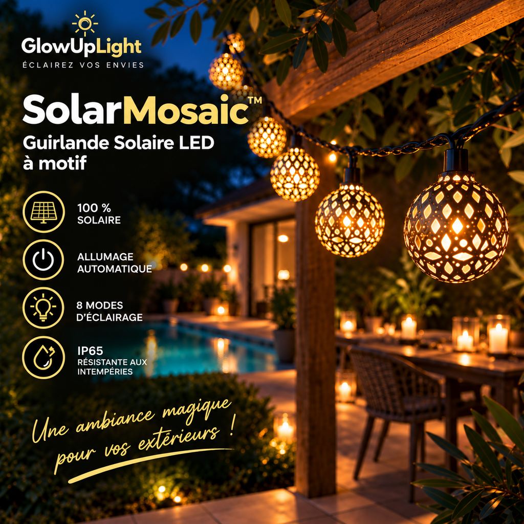 GlowUp SolarMosaic™ – Guirlande Solaire LED à motif