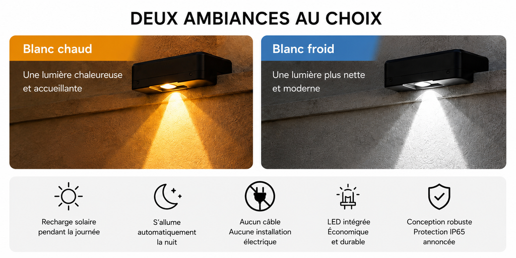 GlowUp SolarBeam™ – Éclairage Solaire pour Muret & Clôture