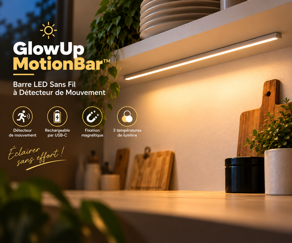 GlowUp MotionBar™ – Barre LED Sans Fil à Détecteur de Mouvement