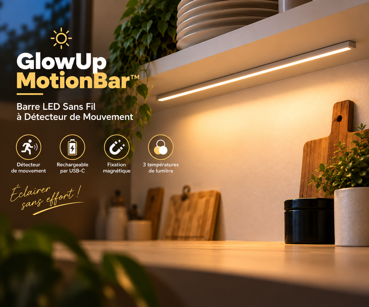 GlowUp MotionBar™ – Barre LED Sans Fil à Détecteur de Mouvement