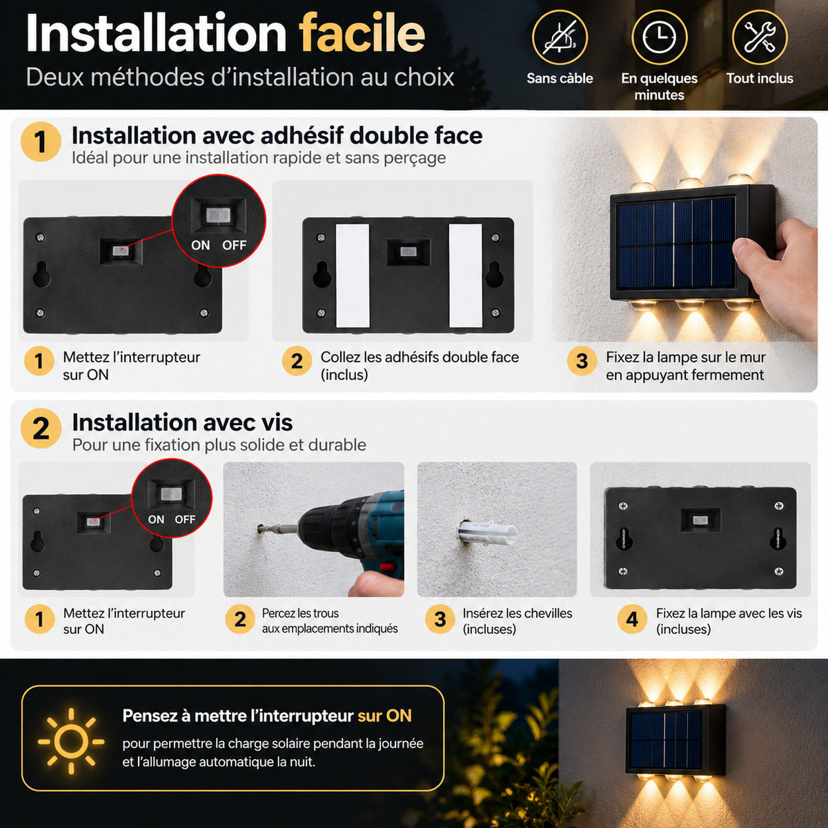 GlowUp SolarWall™ – Applique Murale Solaire LED