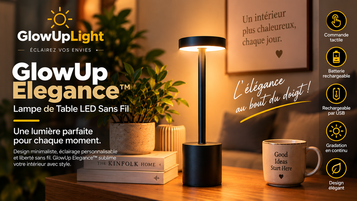 GlowUp Elegance™ – Lampe de Table LED Sans Fil