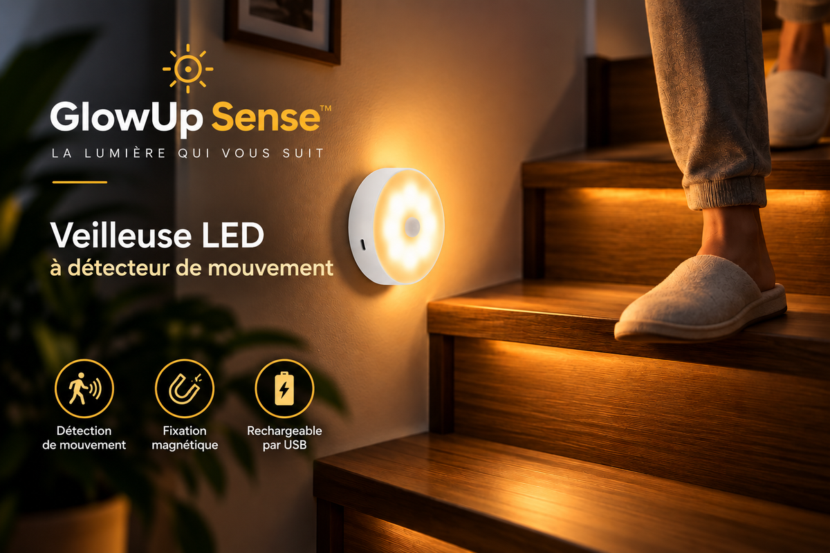 GlowUp Sense™ – Veilleuse LED à Détecteur de Mouvement